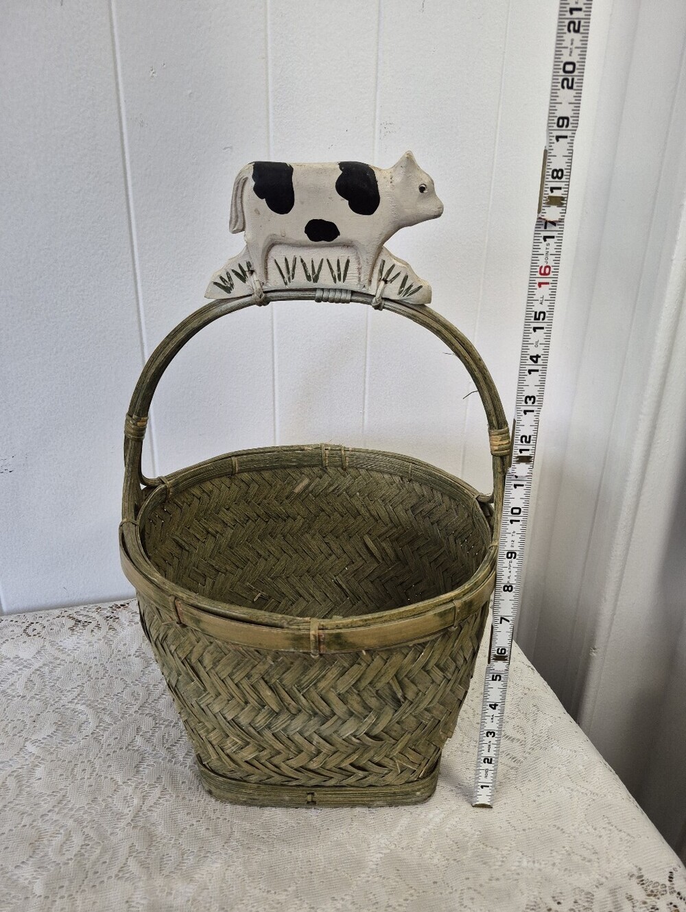 Woven Cow Basket - Picture 3 of 10